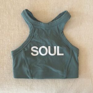 BNWT Lululemon x Soulcycle Ribbed Nulu High Neck Bra Size 4 Tidewater Te…